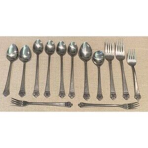 13 Pc National COSTA MESA Stainless Cocktail Dinner Salad Forks Iced Tea Spoons